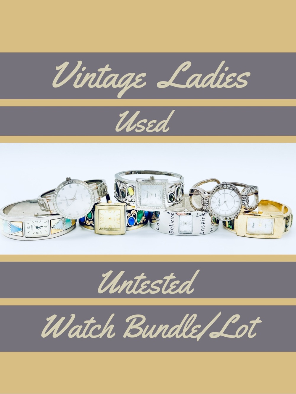 7 Untested Ladies Various Cuff Bracelet Watches